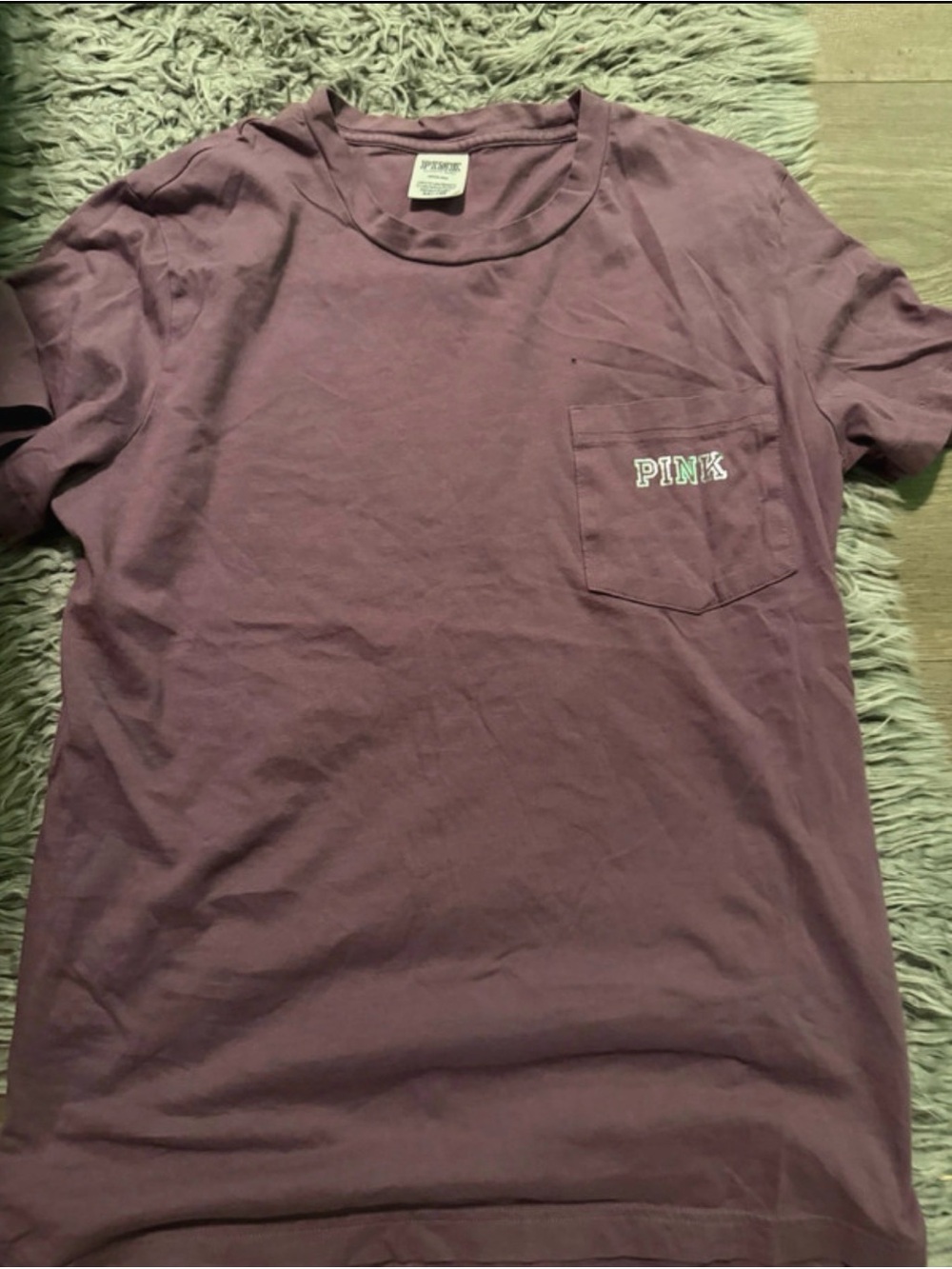PINK Victoria's Secret Plum Crewneck Pocket Tee